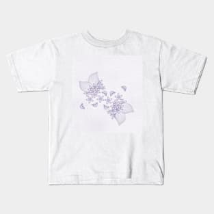 Violet butterflies and flowers on textured background Kids T-Shirt